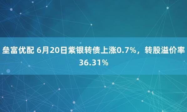 垒富优配 6月20日紫银转债上涨0.7%，转股溢价率36.31%