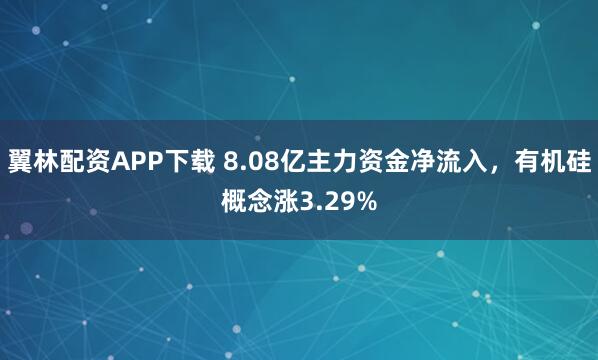翼林配资APP下载 8.08亿主力资金净流入，有机硅概念涨3.29%