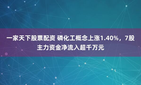 一家天下股票配资 磷化工概念上涨1.40%,7股主力资金净流入超千万元